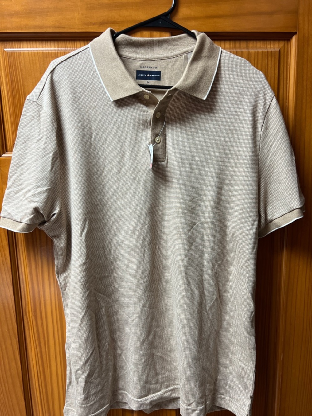 Joseph Abboud Men's Tan Polo with White Trim